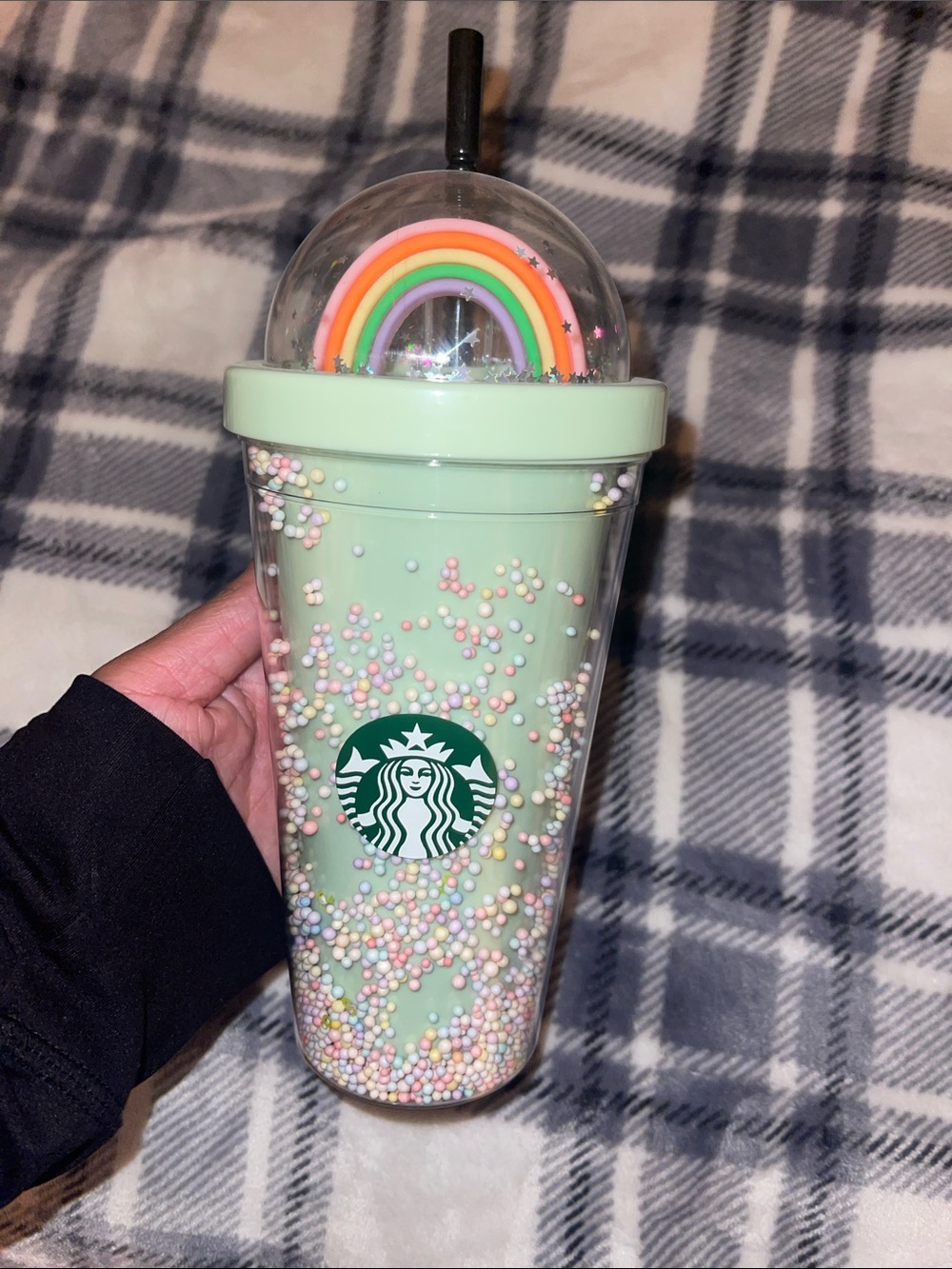 Starbucks Mint Green Tumbler with Rainbow Dome